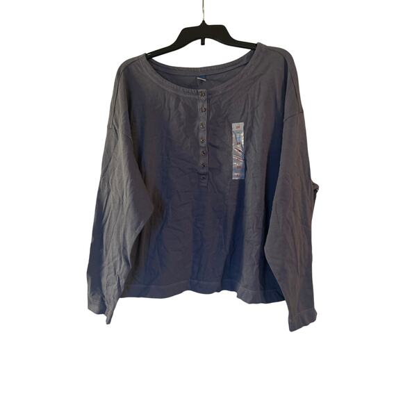 NWT Old Navy Dark Slate Blue Henley Style T Shirt Long Sleeve Size 2X - Picture 1 of 6